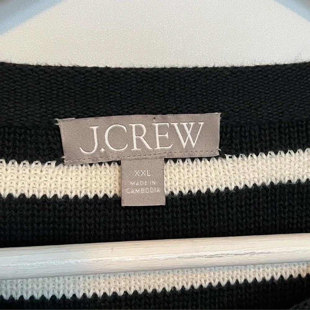 J.Crew Emilie Sweater Lady Jacket XXL Black Ivory Stripe Gold Button